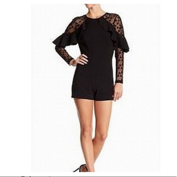 love...ady Pants - LOVE...ADY Black Lace Trim Ruffle Romper sz L